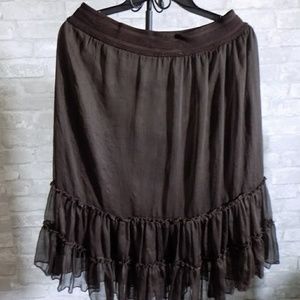 Dark Brown Chiffon Skirt